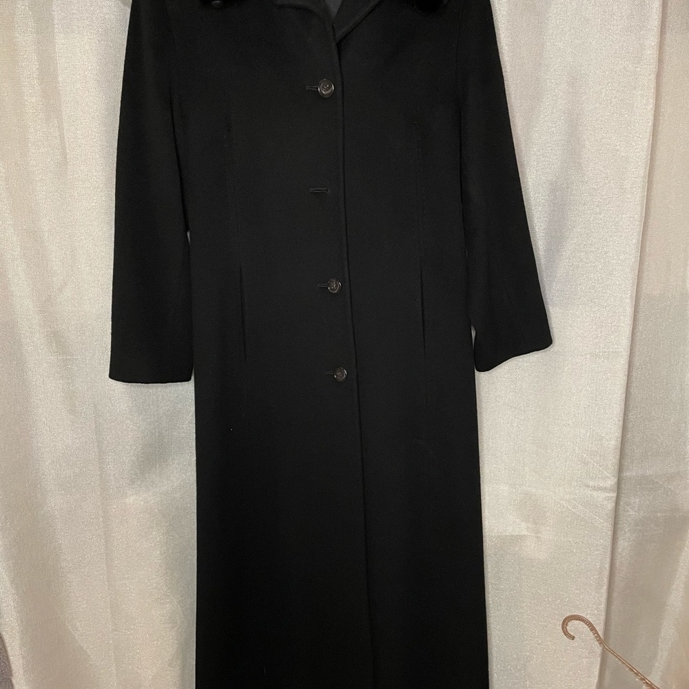 VTG Calvin Klein Made in USA, Runway 100% Merino wool fur collar Coat Size USA 6 - Picture 11 of 13